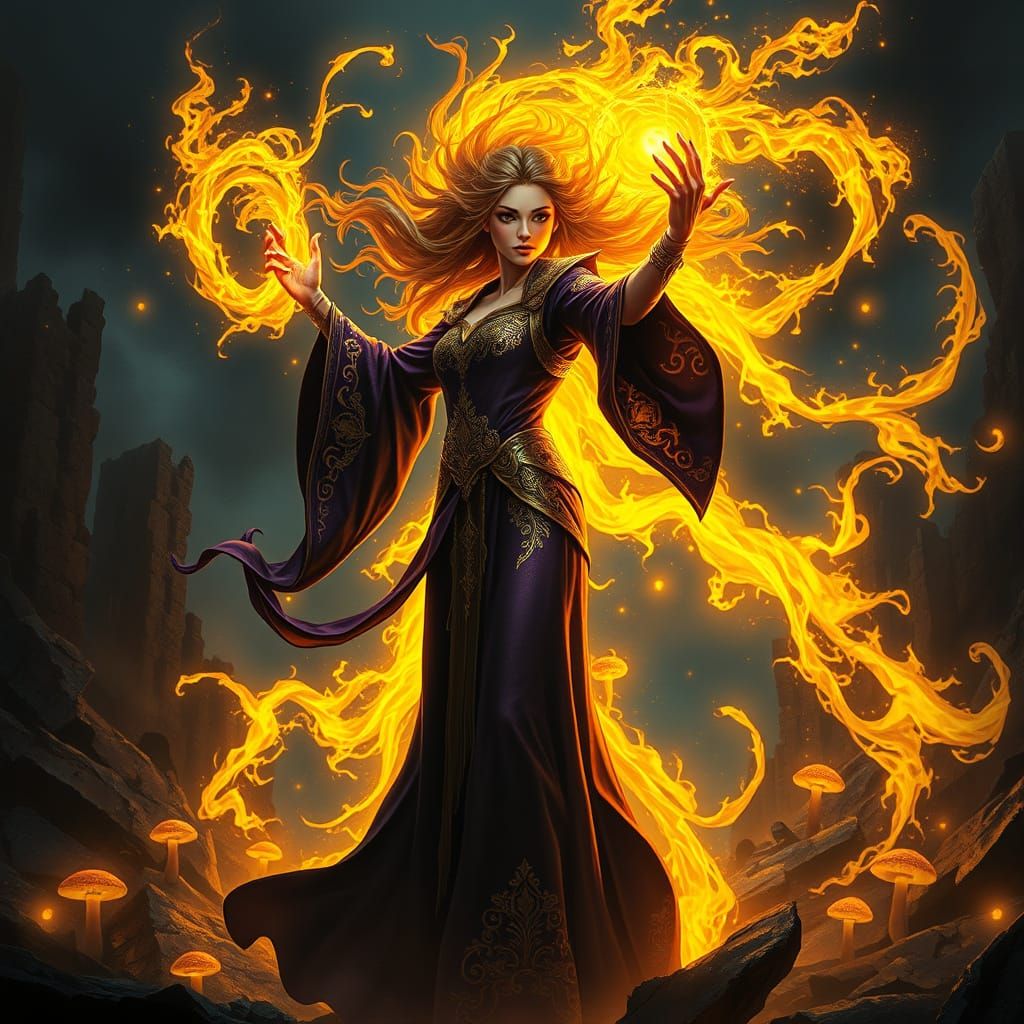 Ethereal Sorceress Unleashes Magical Fury in Dark Fantasy La...
