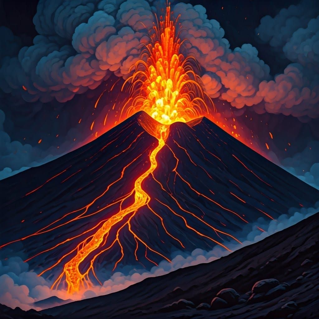 Volcanic Fury in Smoldering Smoke