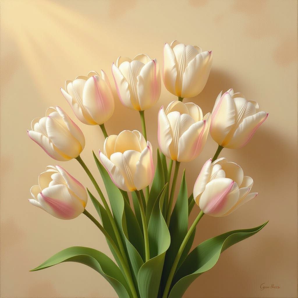 Elegant Tulips Still Life in Impressionist Style