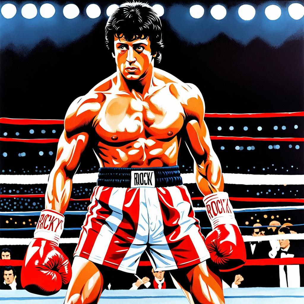 Sylvester Stallone as Rocky Balboa in Cinematic Boxing Pose