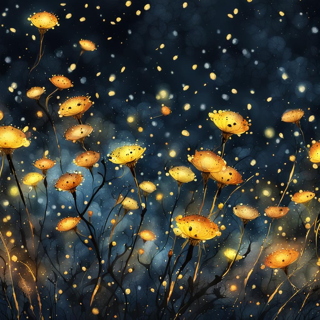 Whimsical Firefly Bouquet in Watercolor Elegance