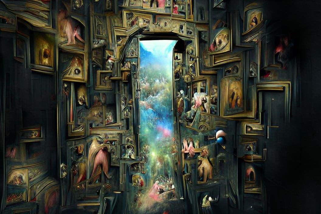Bosch-Inspired Portal to a Fantastical Realm in Cyberpunk St...