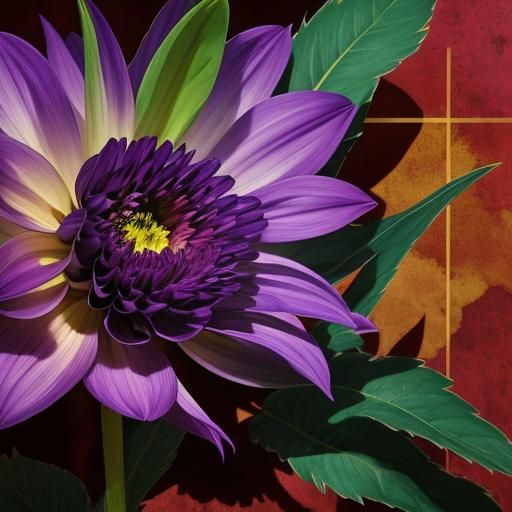 Surreal Purple Dahlia Blooms in a Vibrant Floral Style