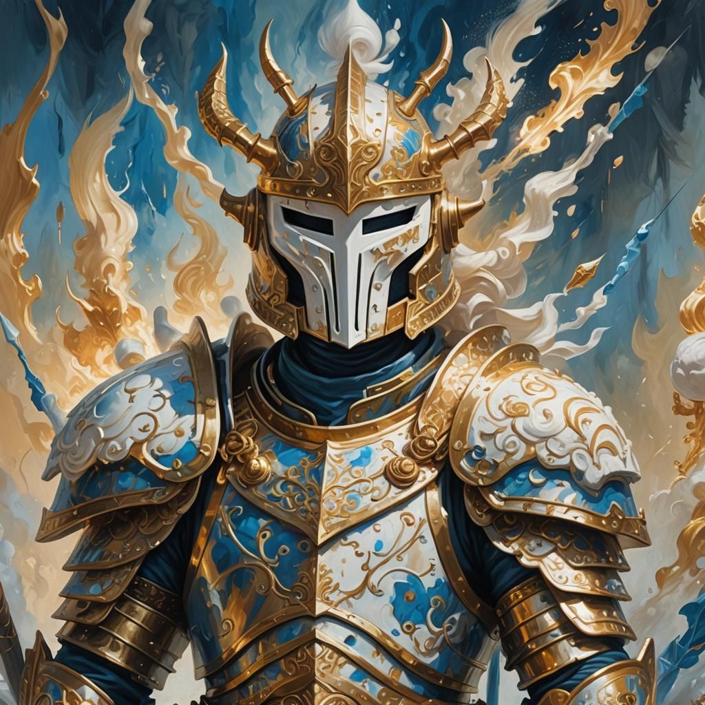 Fantastical Marshmallow Warrior in Golden Armor