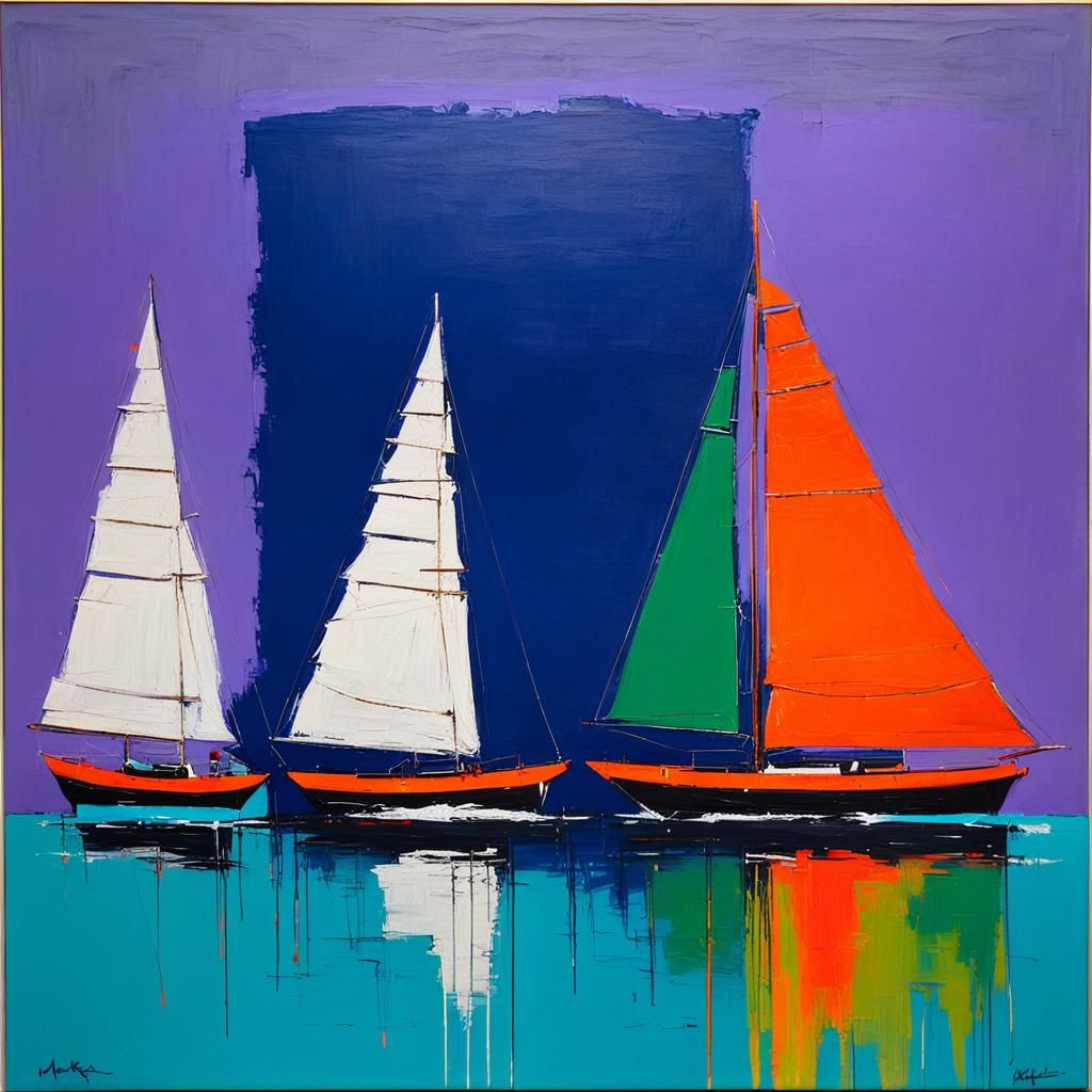 Emotive Minimalist Abstracts with Neon Accents