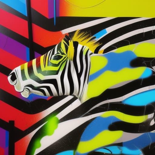 Vibrant Zigzag Zebra Street Art Mural