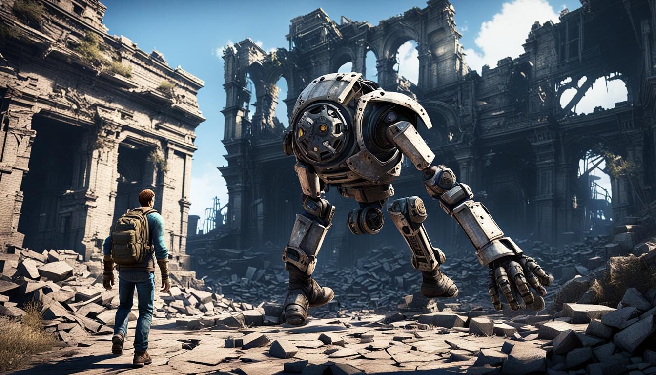 Cyberpunk Survivor in Urban Ruins