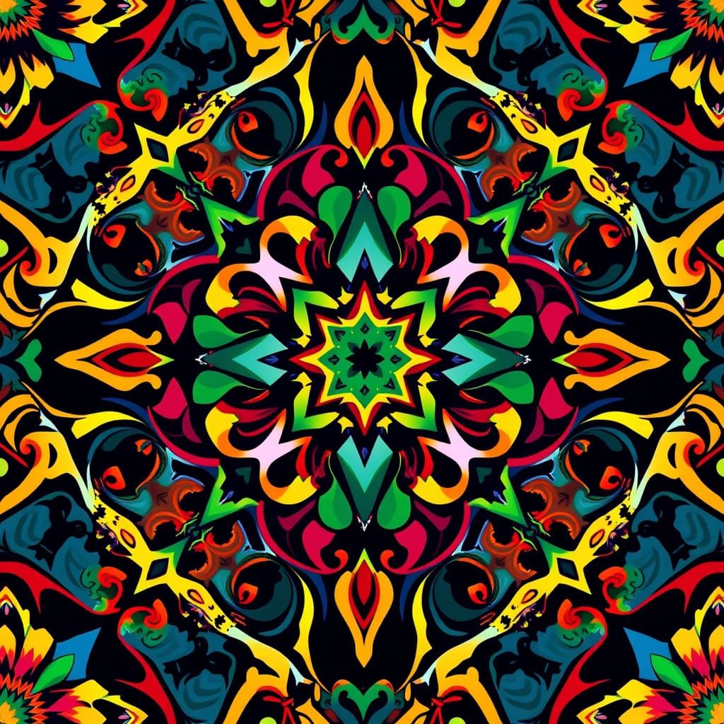 Vibrant Ethnic Pattern in Psychedelic Vector Design