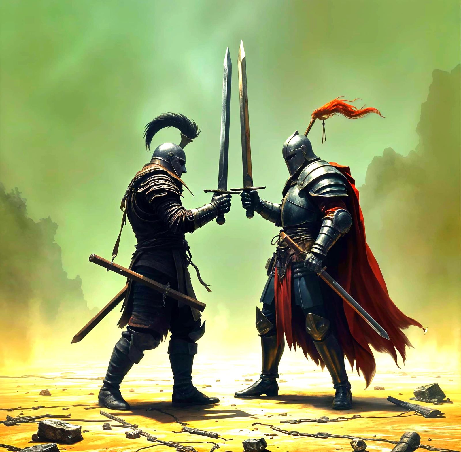 Epic Medieval Duel in a Fiery Arena