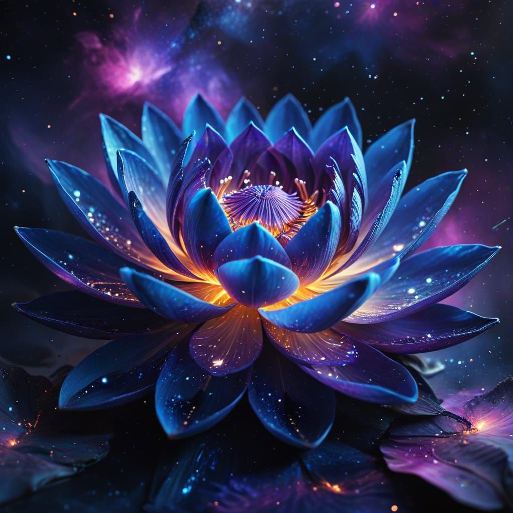 Celestial Lotus Flower Made of Nebula