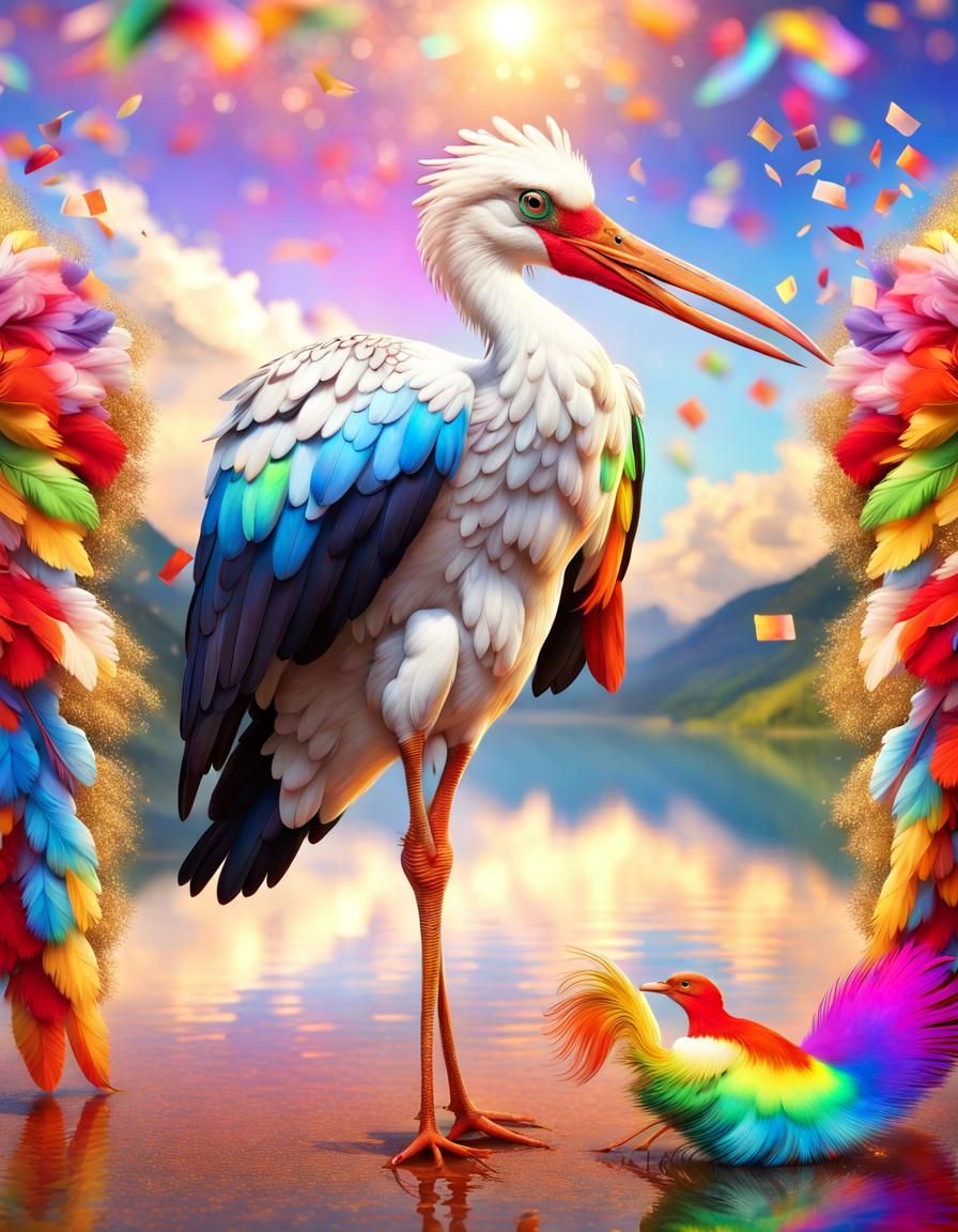 Vibrant Multicolor Stork in Breathtaking HDR