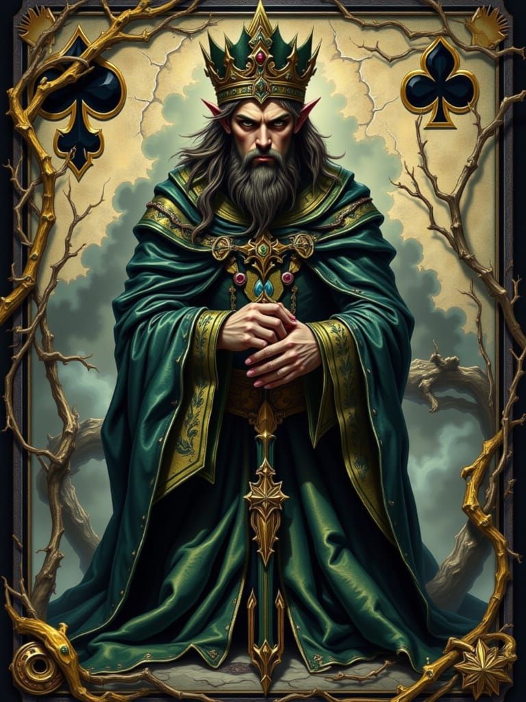 King of Clubs in Fantasy Art Style