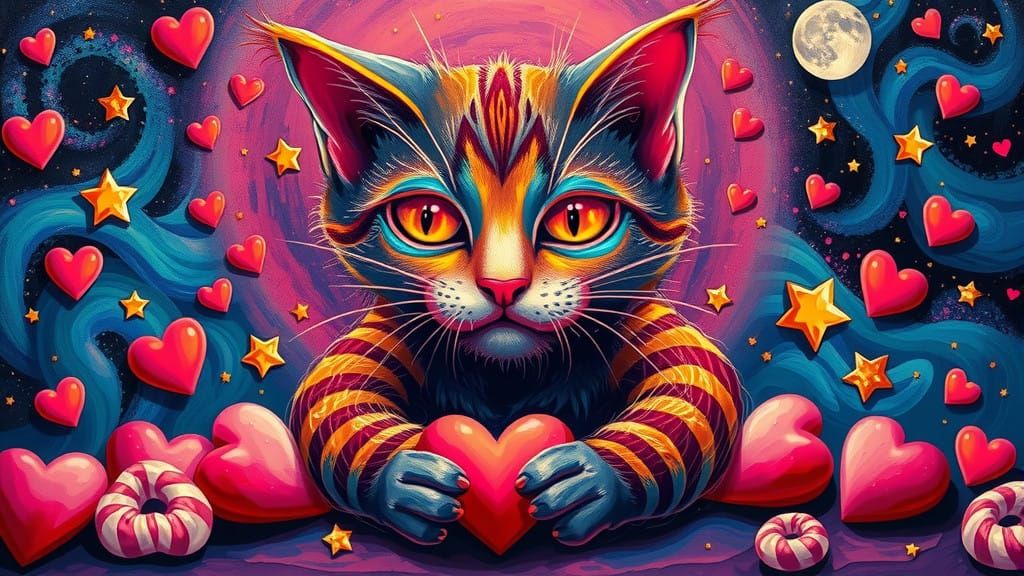 Electric Valentine's Surrealism in Synthwave Neon