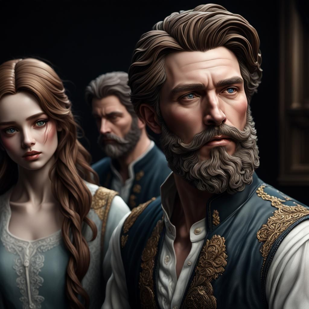 Ethereal Masterpiece of a Handsome Bearded Man