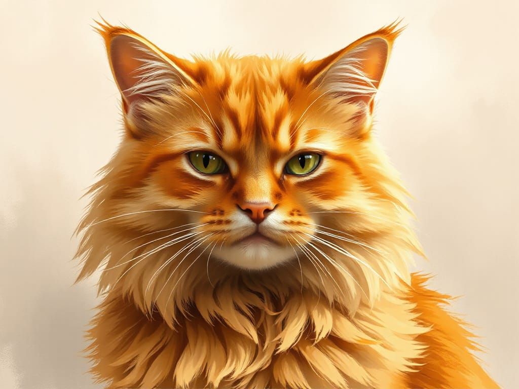Majestic Orange Cat in Whimsical Digital Art