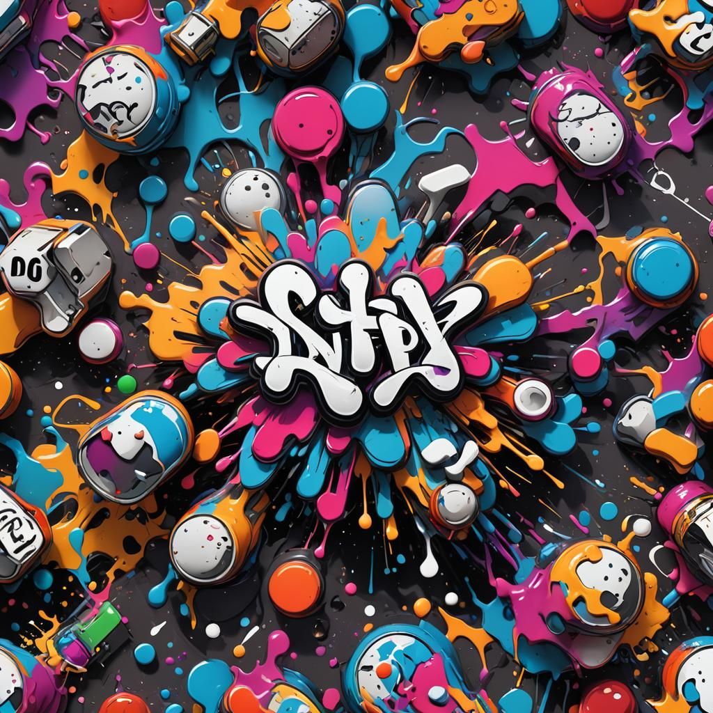 High-Contrast Street Art NFT in Vibrant Polychromatic Style