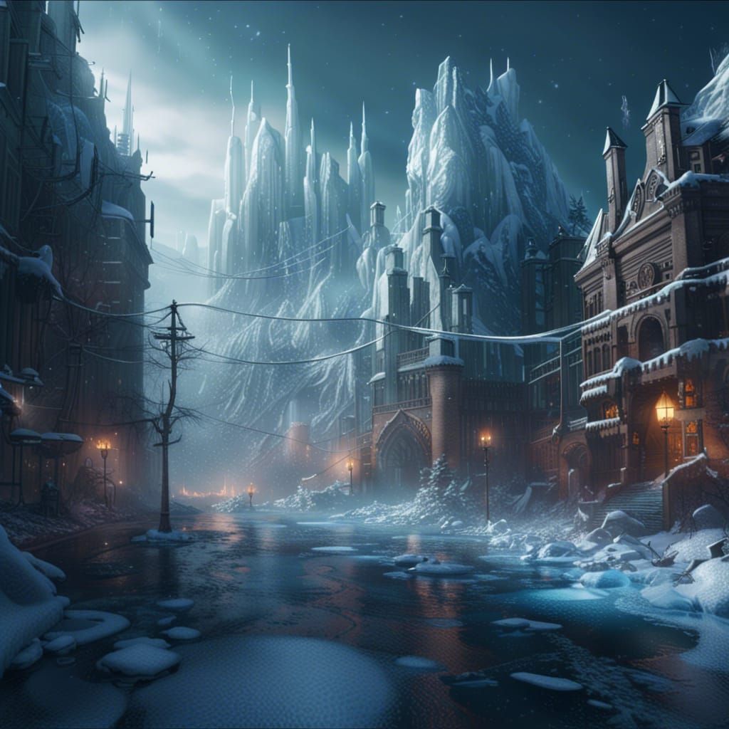 Cyberpunk City Frozen in Time