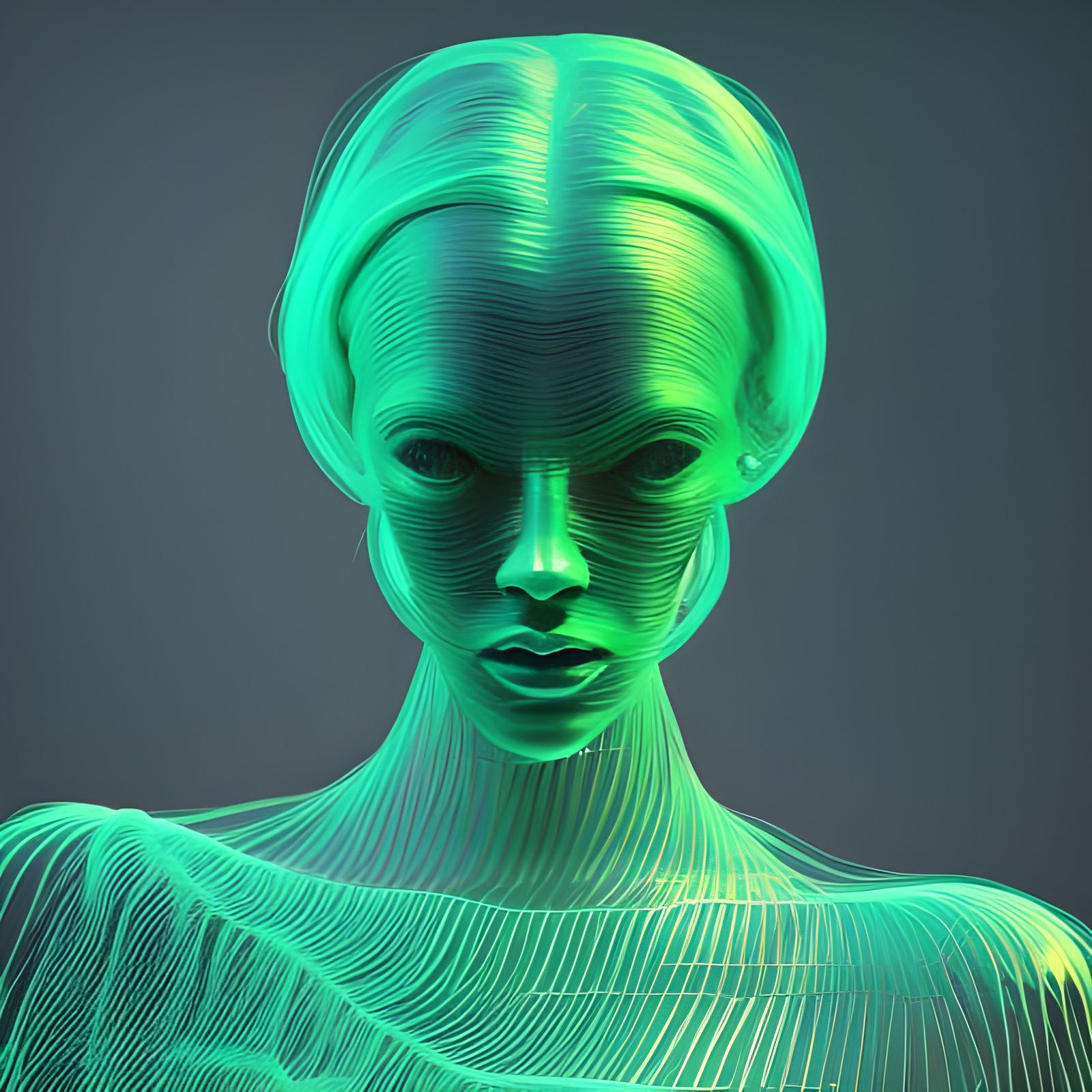 Glowing Neon Goddess in Hyper-Realistic Digital Portrait