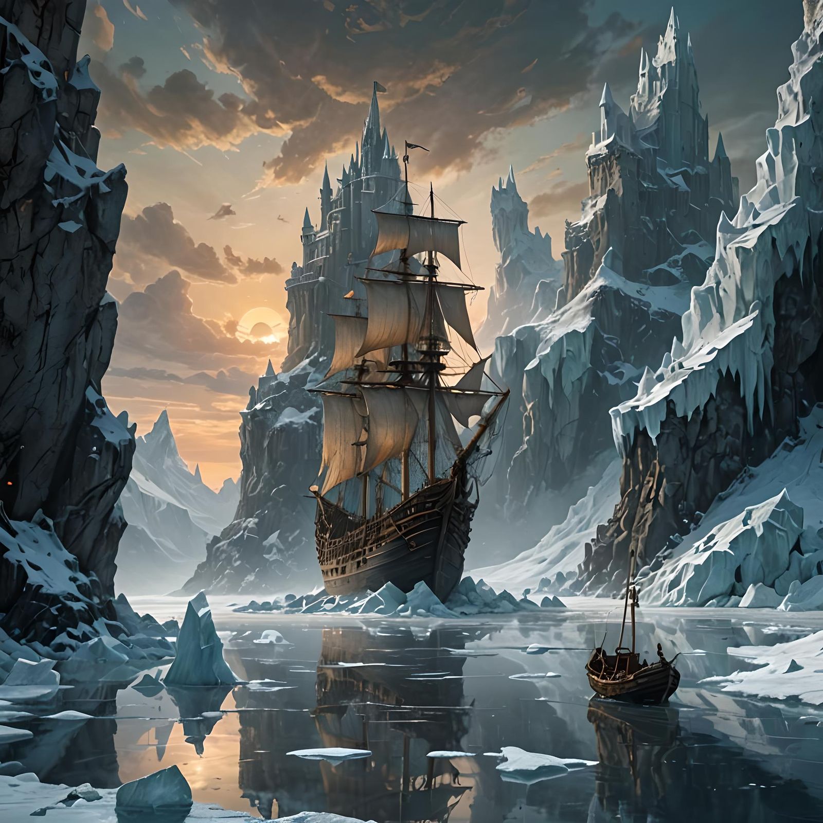 Frosty Coastline Fortress Under Siege by Majestic White Drag...