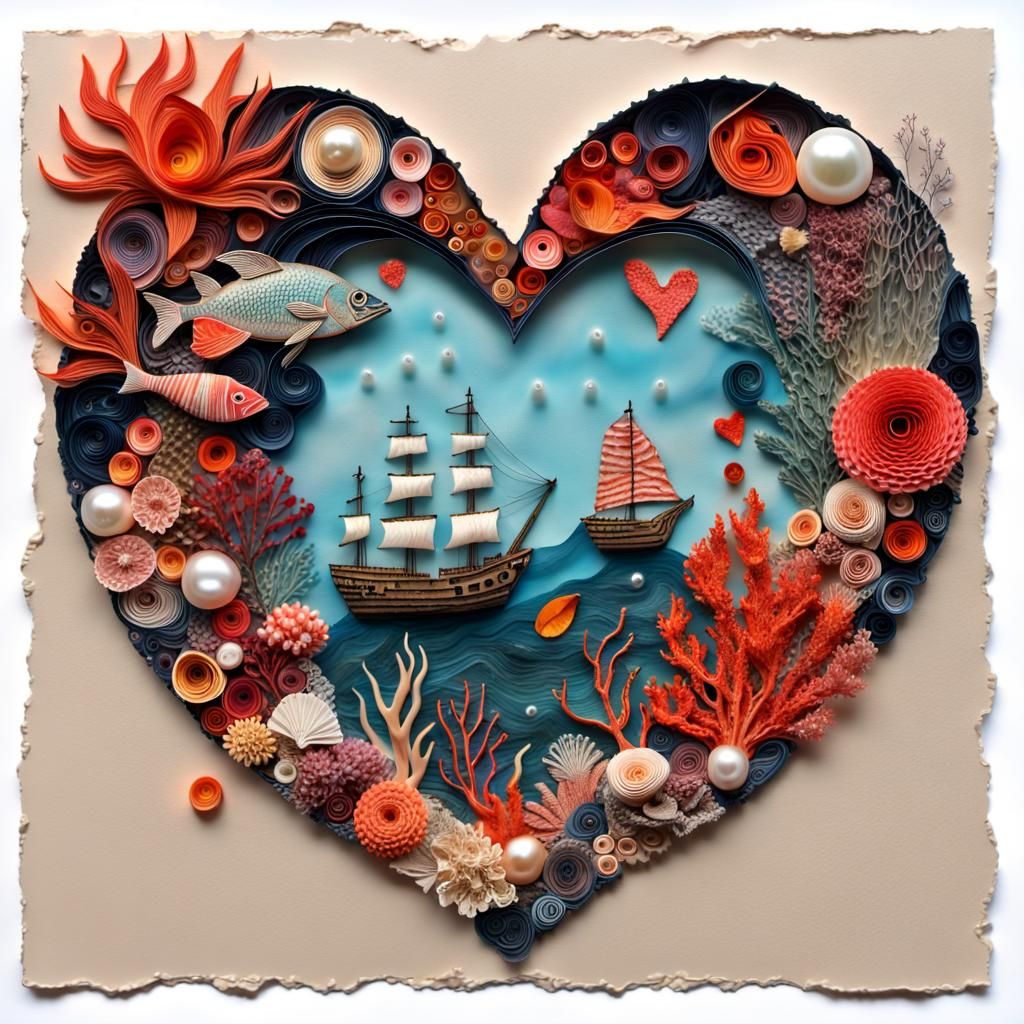 Underwater Treasure in Vibrant Mixed Media