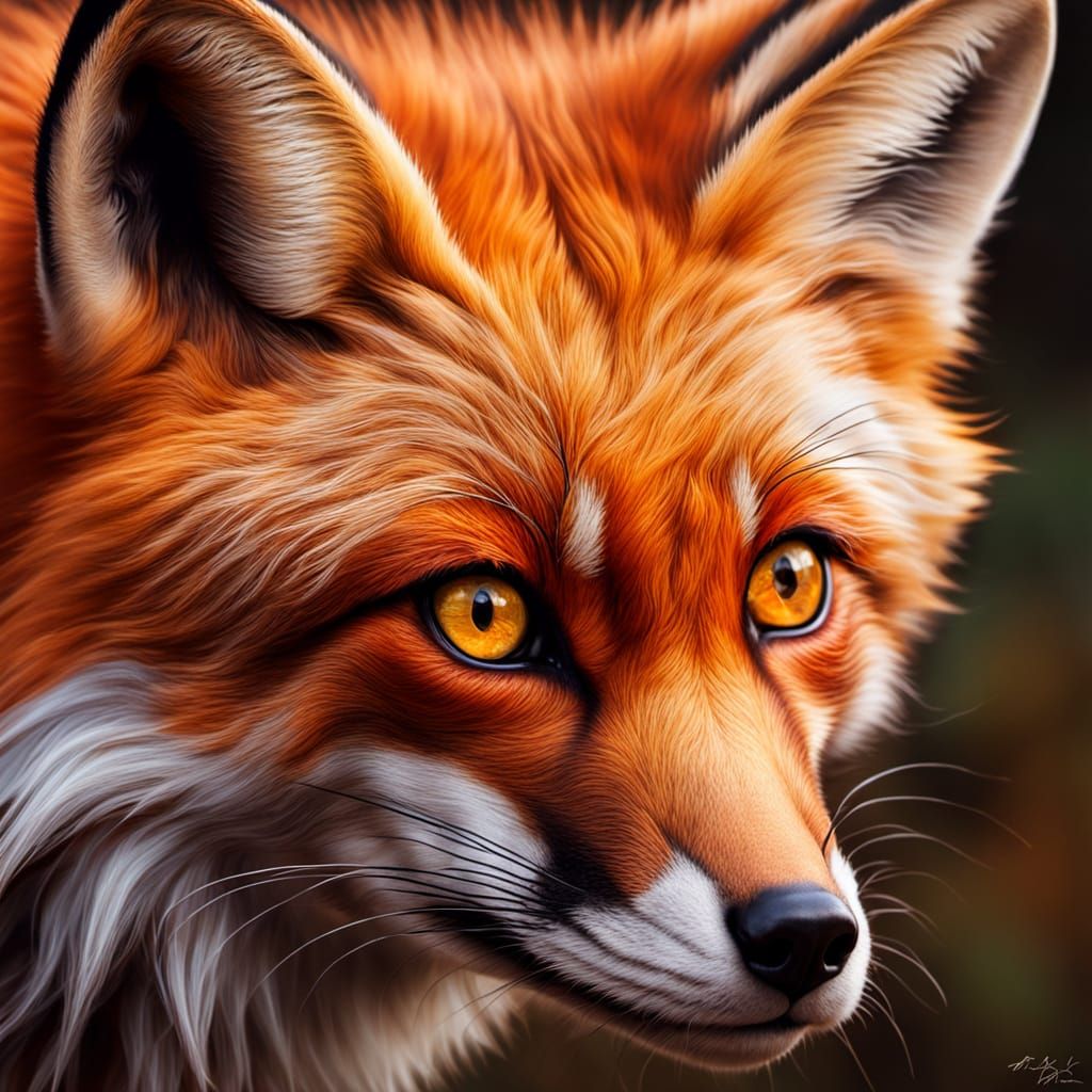 Intense Red Fox Portrait with Glowing Eyes
