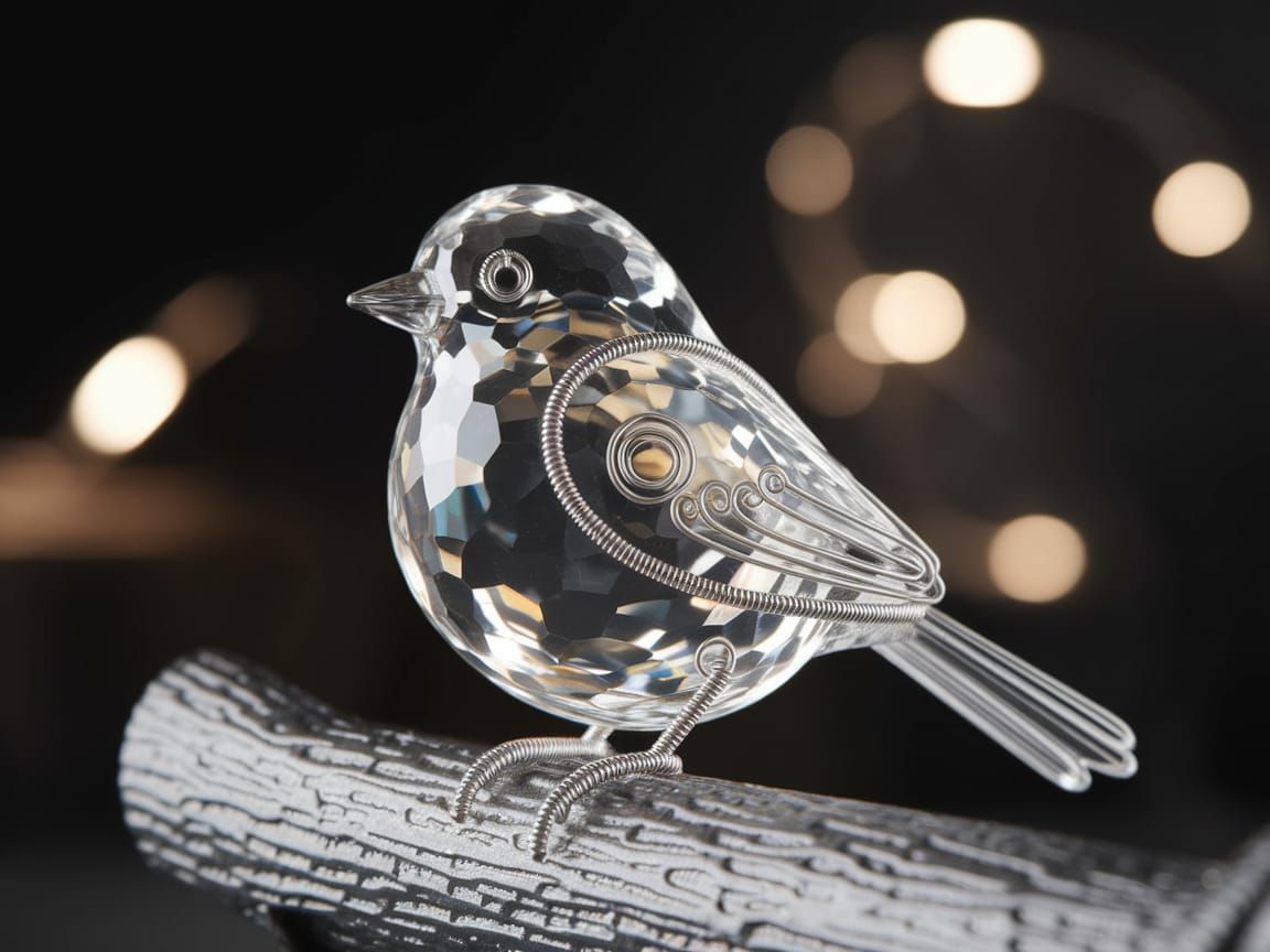 Crystal Glass Bird Sculpture in Elegance