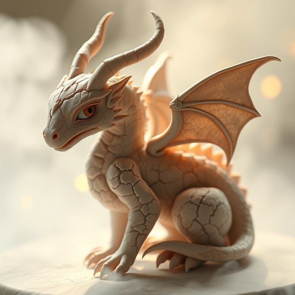 Handcrafted Mythical Creature in Clay with Delicate Details