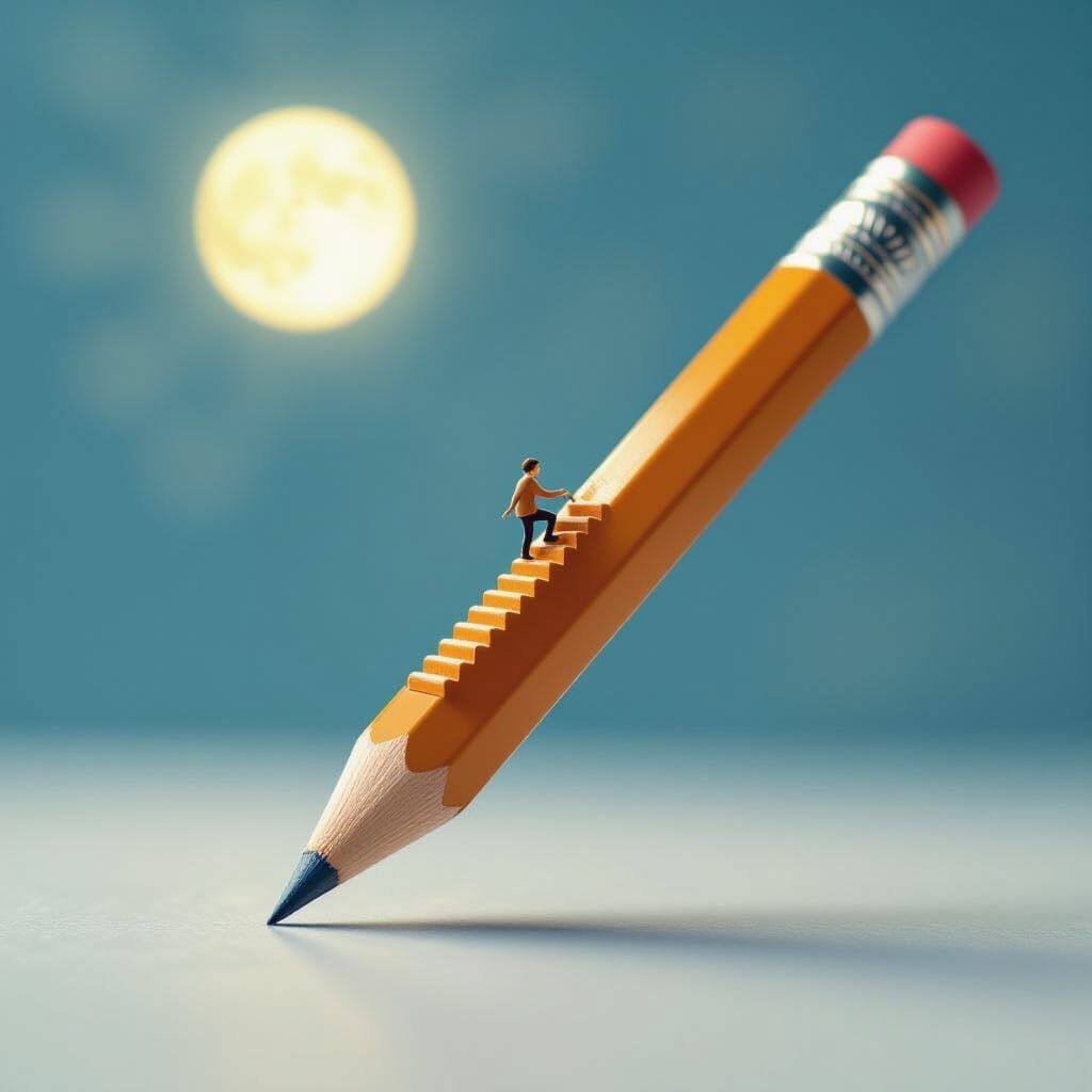 Magical Pencil Staircase Ascent in Twilight