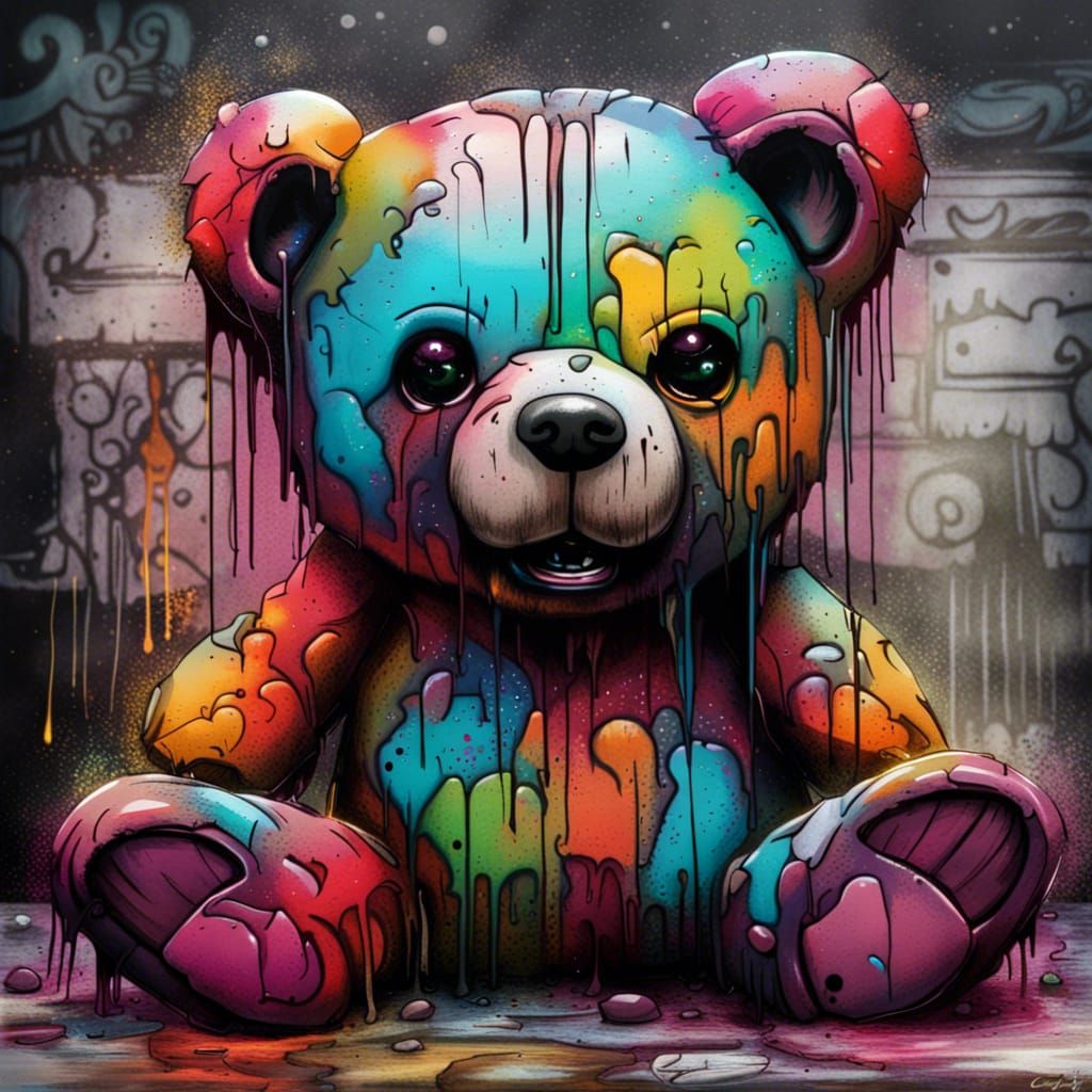 Creepy Street Art Teddy Bear