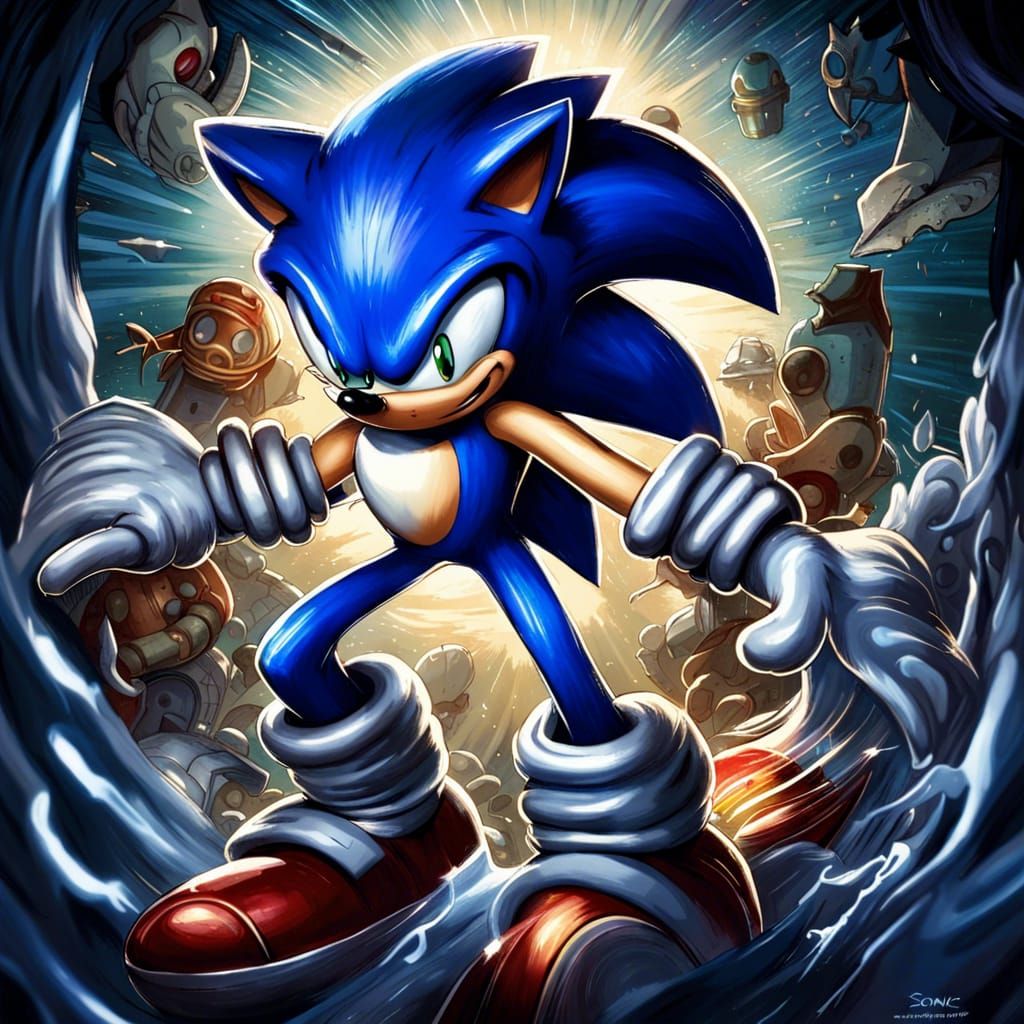 Sonic in Comic Book Art Style