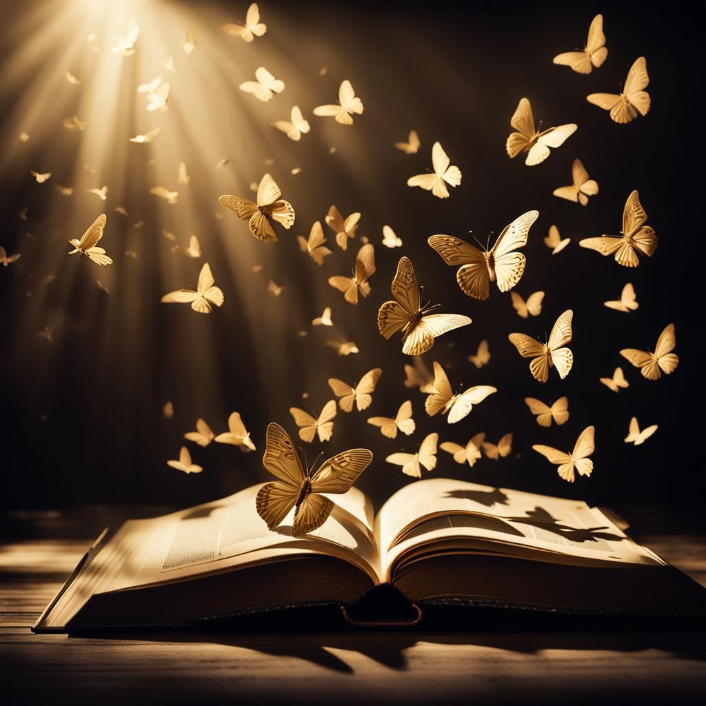 Golden Butterflies Emerge from Vintage Book