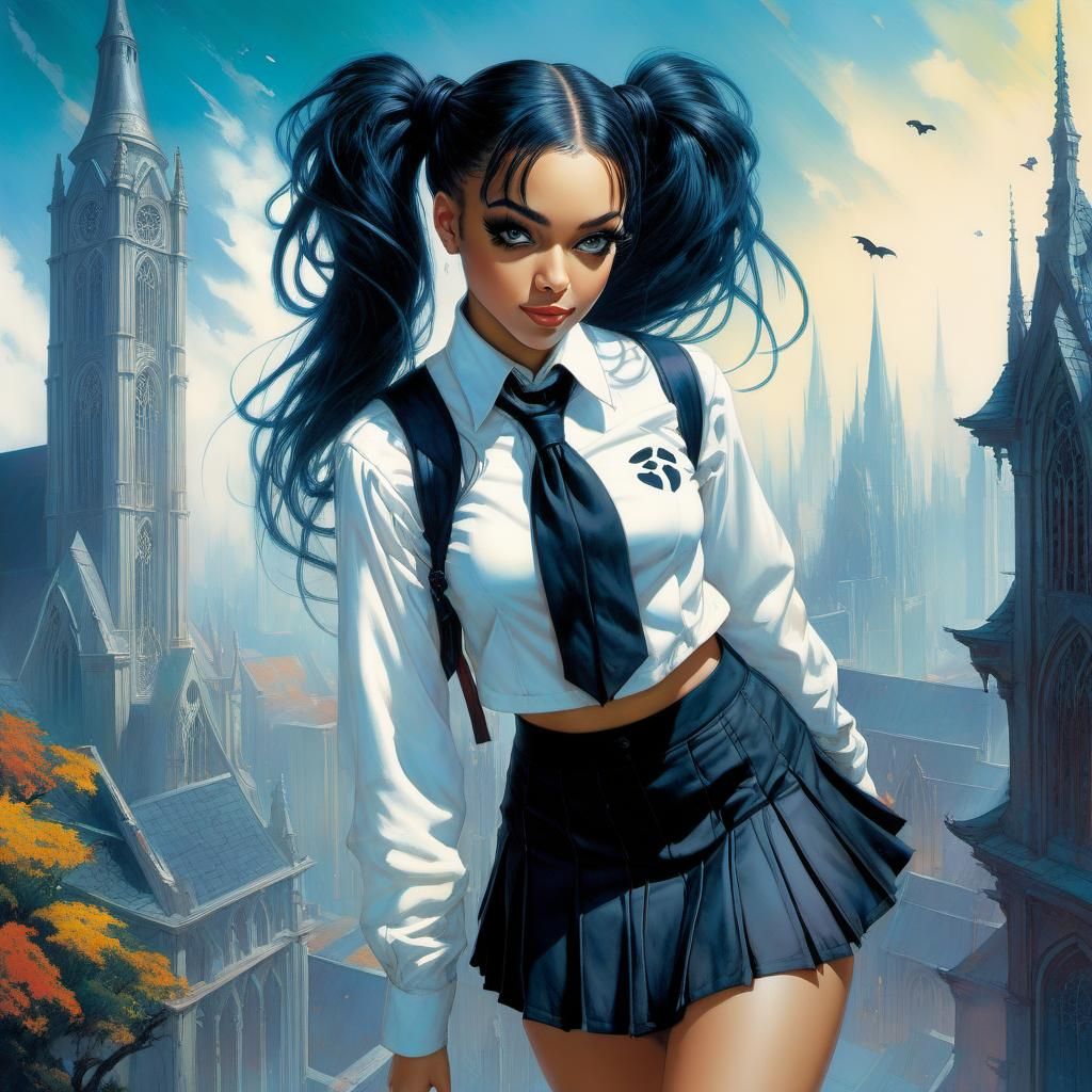 Doja Cat, cute school uniform with skirt