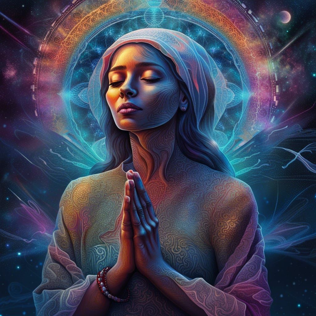 Life after death, praying woman