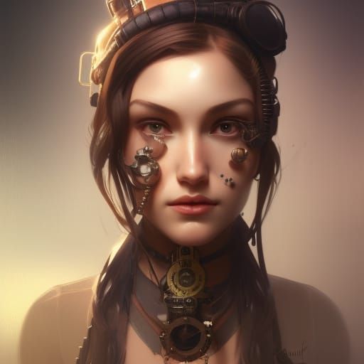 Surreal Steampunk Siren in Triadic Colors