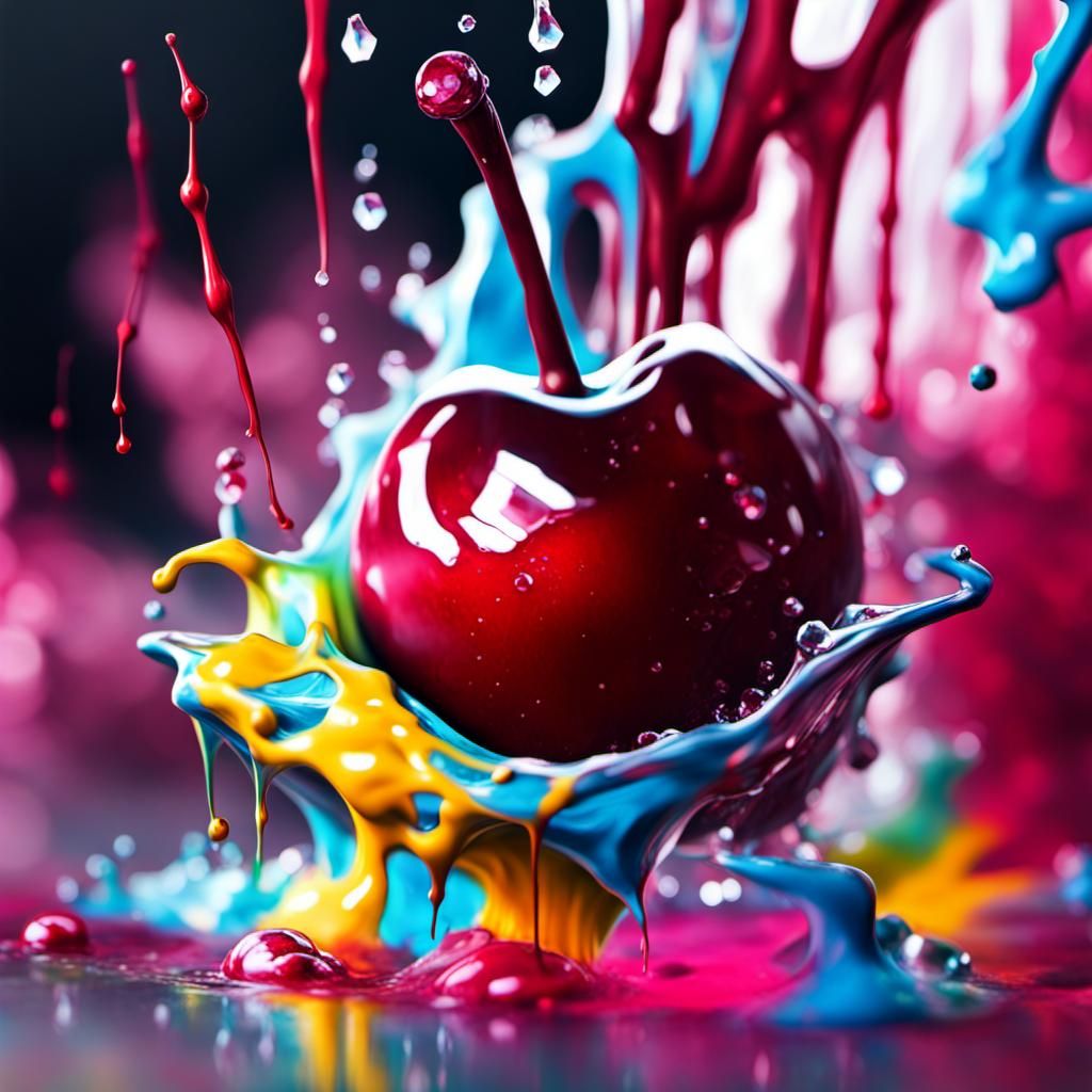 Vibrant Cherry Blossom in Neon Steam