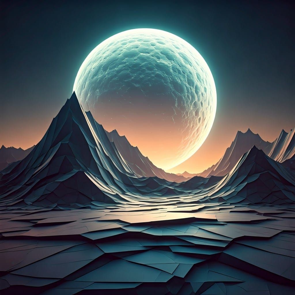 Surreal Dreamscape Landscape with Distorted Geometry and Sof...