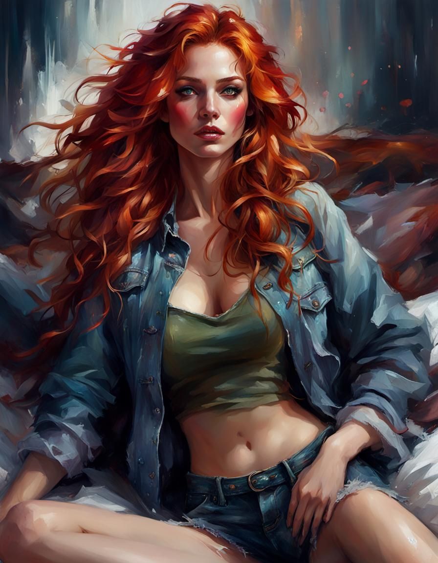 Exquisite Redhead in a Dreamlike Setting