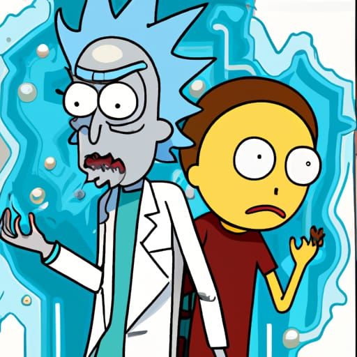 Rick and Morty in Comic Book Style, Smooth Line Art