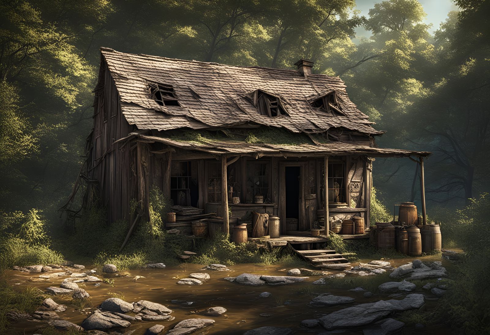 Bootleggers' Whisky Still in the Ozark Mountains