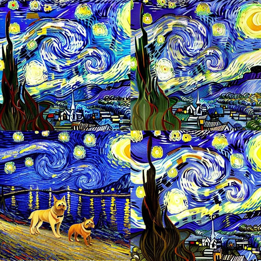 Canine Artists Interpret Van Gogh's Starry Night