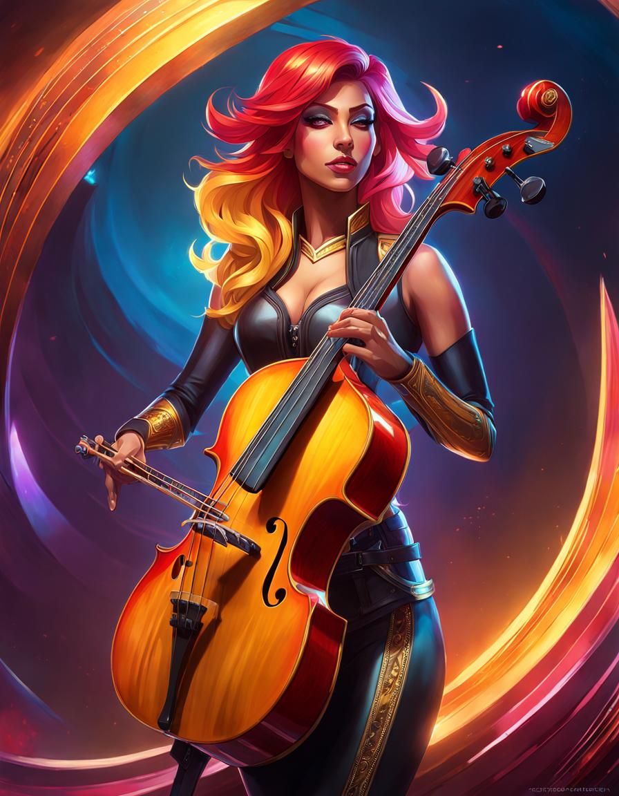Ethereal Sunset Musician in Vibrant Portraiture