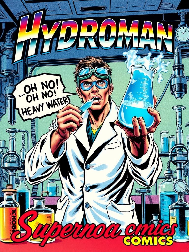 Hydroman Comic Book Front Cover Art in 1980s Comic Style