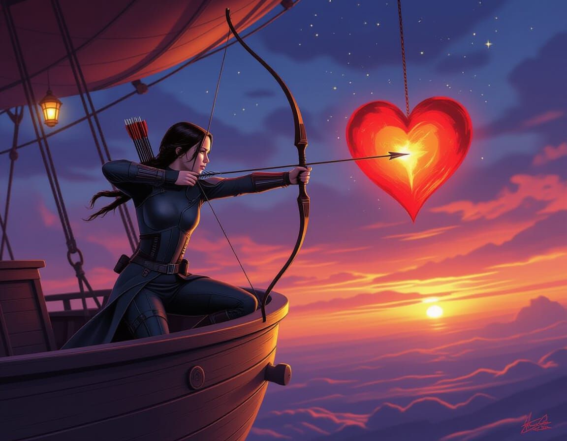 Katniss Everdeen Pierces Heart from Airship
