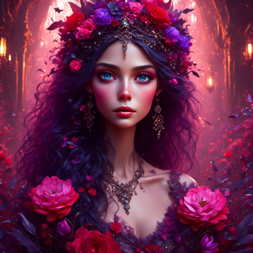 Ethereal Goddess in Dark Fantasy Elegance