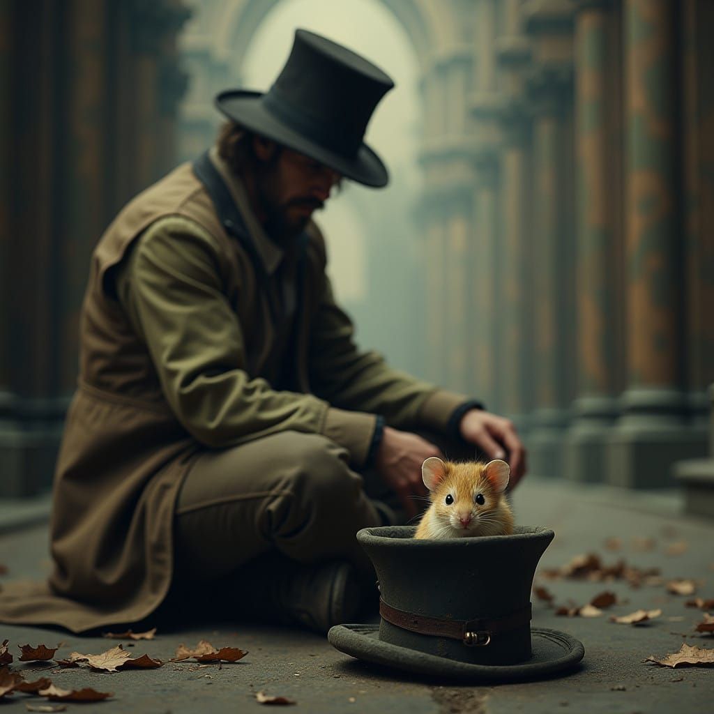 Mysterious Beggar in Cathedral Shadows