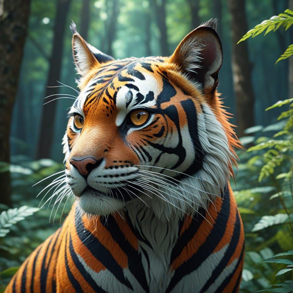 Vibrant Anime Creature in Whimsical Forest Scene