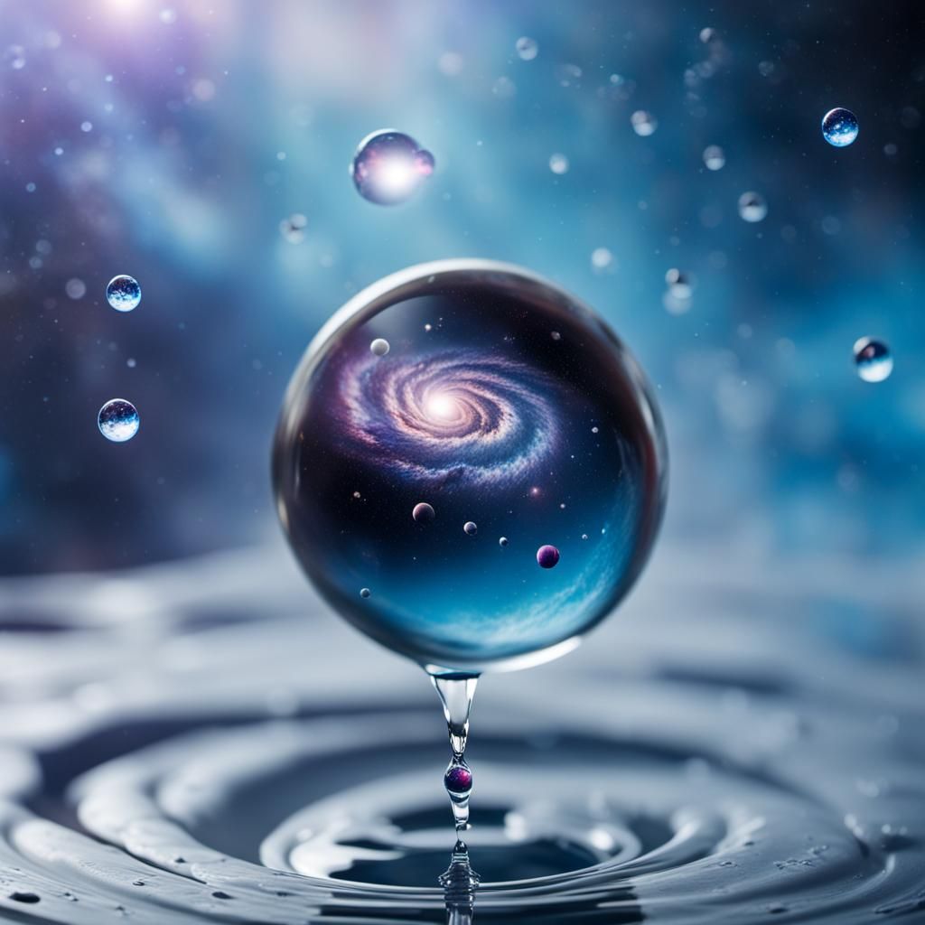 Astronaut in Cosmic Water Droplet Galaxy