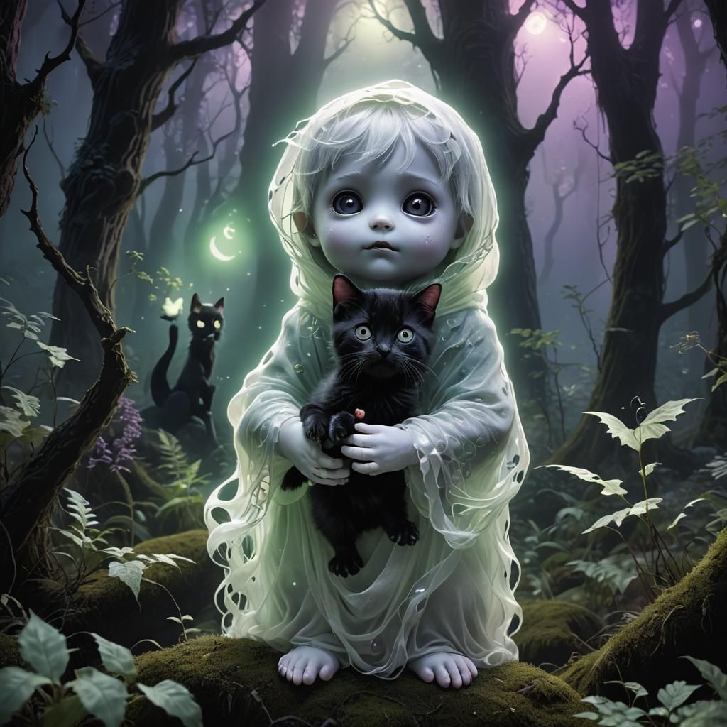 Ethereal Moonlit Encounter in a Mystical Forest