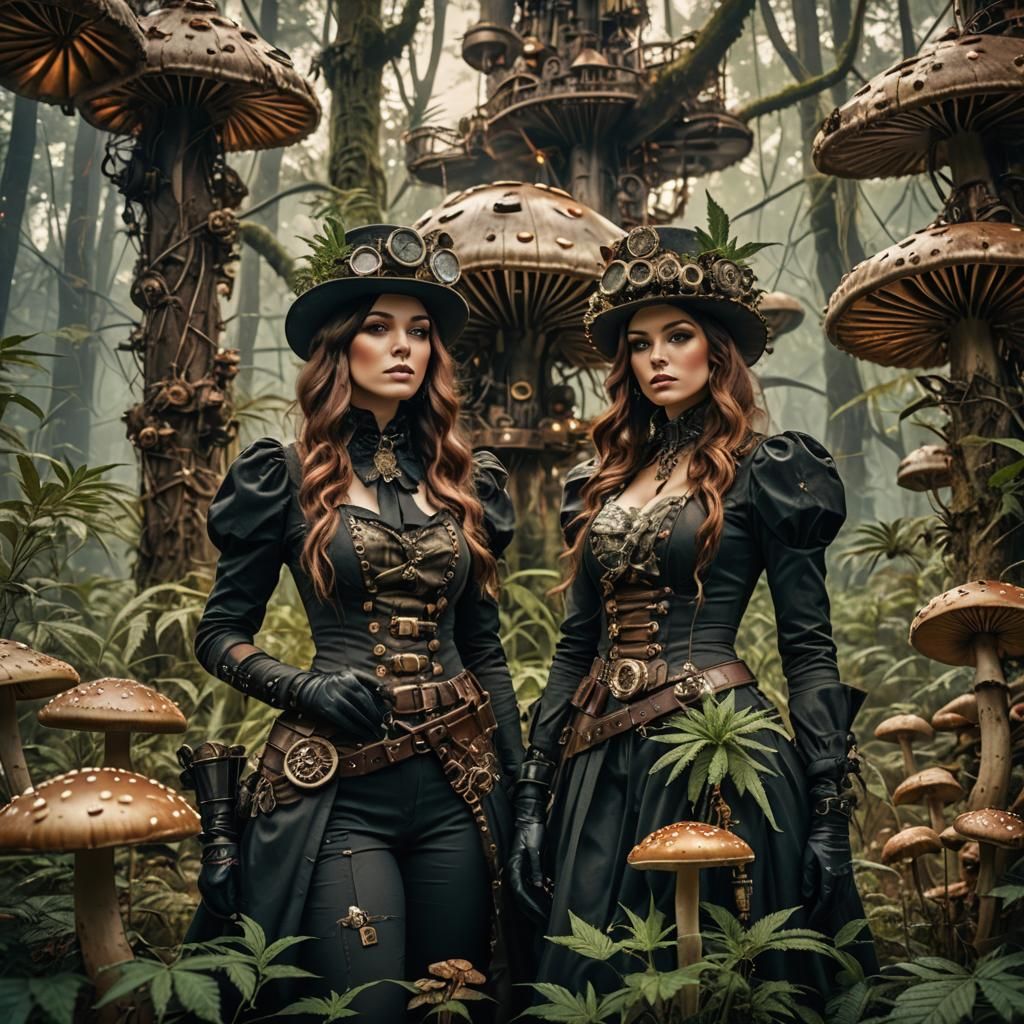 Steampunk Women in Mystical Jungle Paradiso