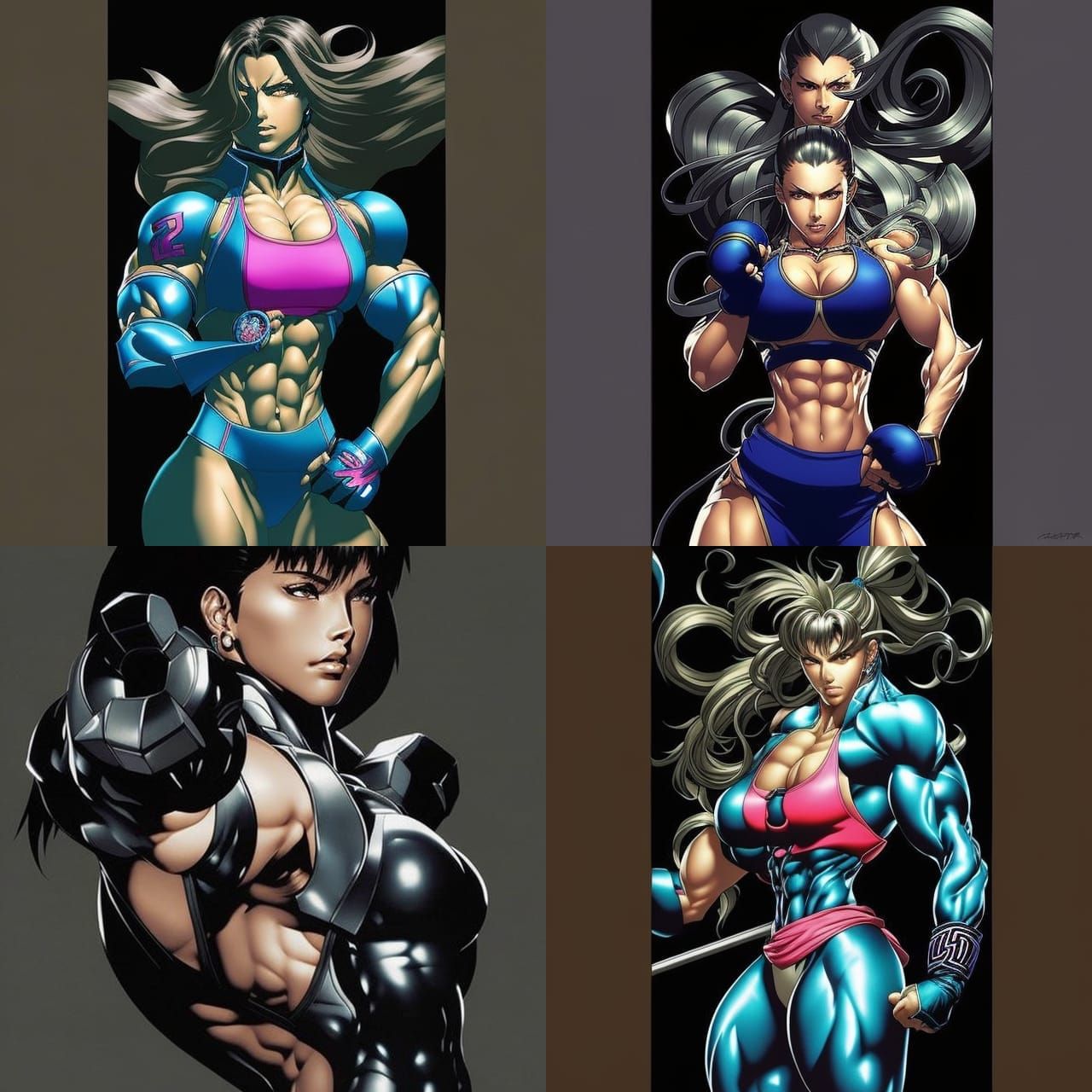 Ethereal Female Bodybuilder in Triadic Colors